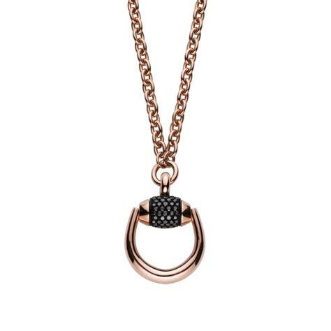 gucci ybb272879001|GUCCI Pink Gold Horsebit Necklace YBB272879001 .